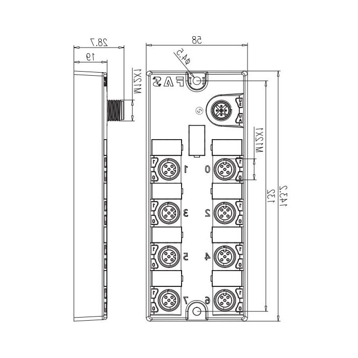 M12 interface, IO-Link Hub, PNP, 16DI/DO 可配置模块、00BE31